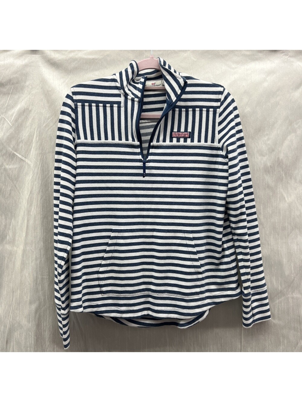 Vineyard Vines Jacket Womens Blue White Stripe 1/4 Zip Up Nautical Preppy Small